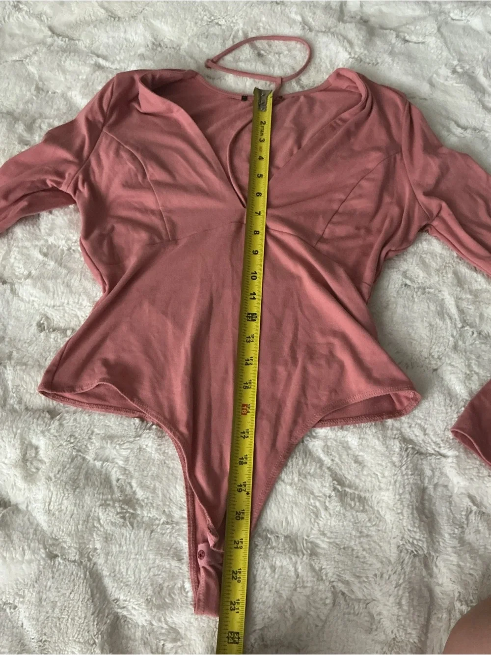 Women Long Sleeve Deep V One-Piece in Dusty Rose